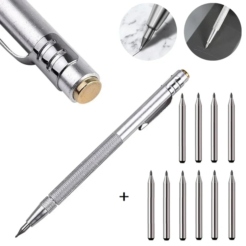 11PCS Carbide Tip Scriber Engraving Pen Marking Tip Diamond Scribing Pen For Glass Ceramic Metal Marking Hand Tools