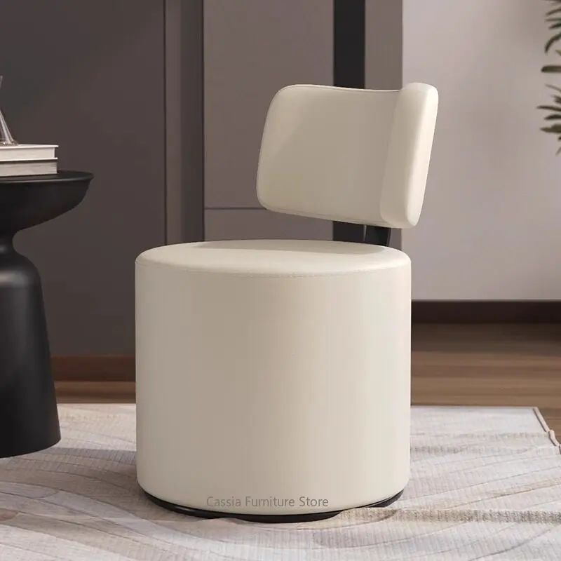 Minimalist Light Luxury Swivel Velvet Vanity Stool with Backrest for Bedroom, Makeup Chair view 4