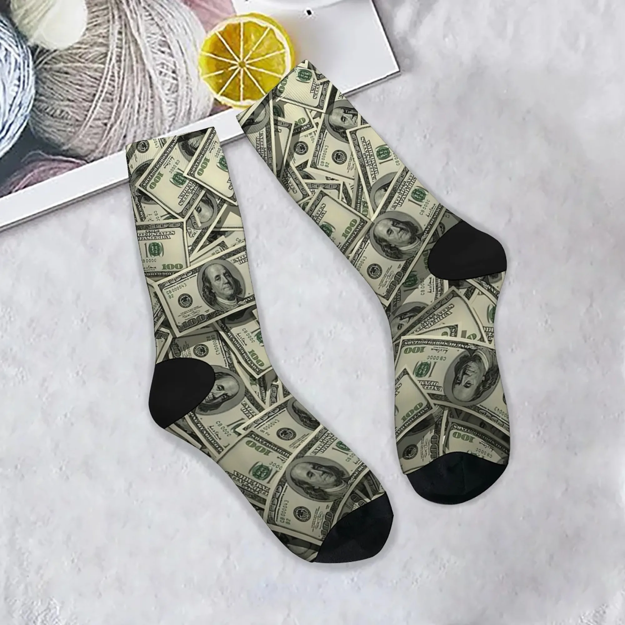 

Novelty Dollar Print Men's Socks Harajuku Retro Funny Street Hip-Hop Compression Socks Comfortable Breathable Socks Holiday Gift