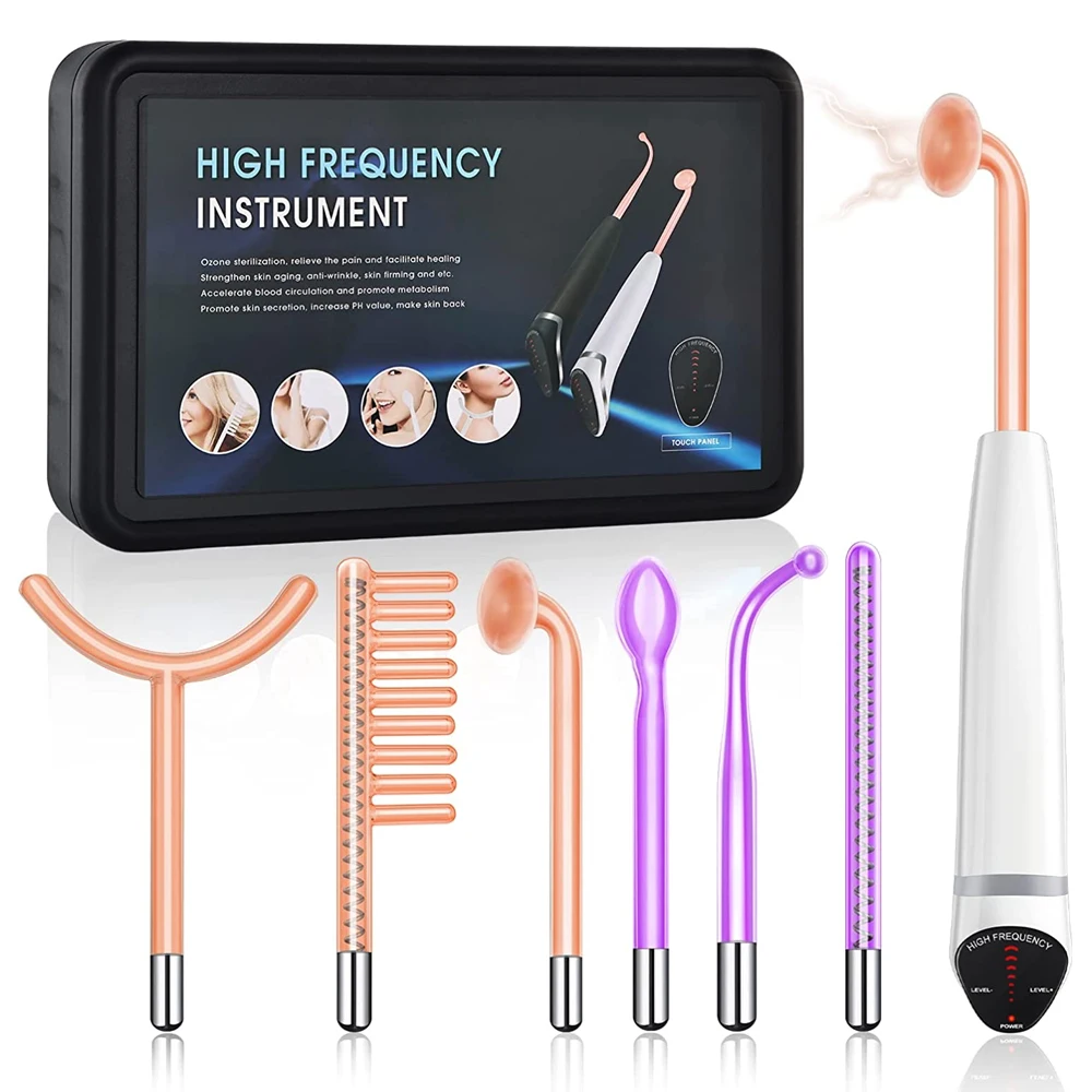 Новая высокочастотная машина для удаления акне Гальваническая терапия кожи лица палочка неоновая + аргон для роста волос против старения удаление морщин