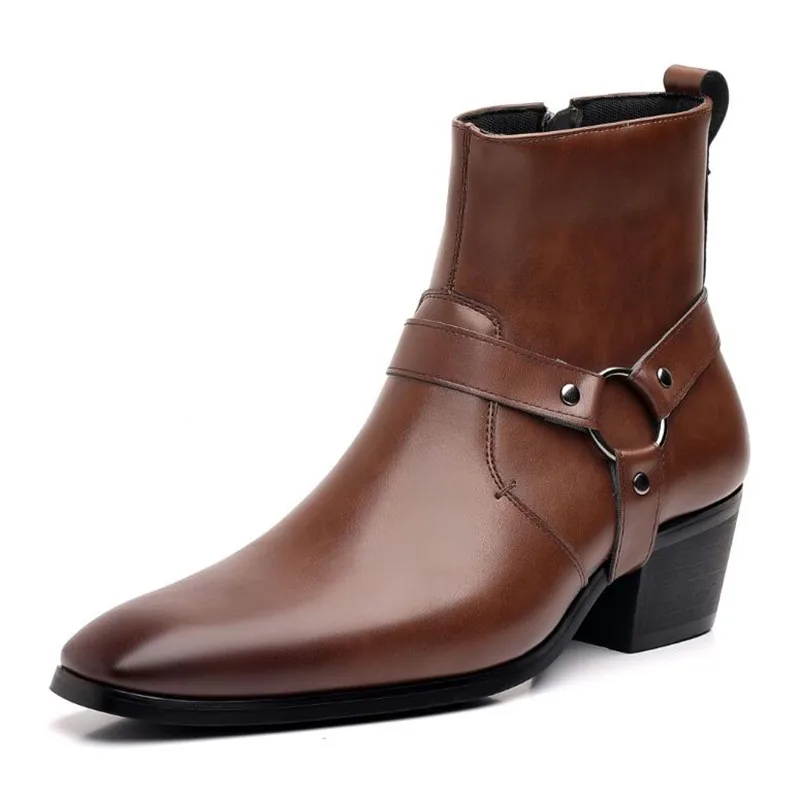 Luxury Men's Fashion Designer Chelsea Boots 2026 High Quality Men Cowboy Boots Black Brown Zip Wedding Office Dress Shoes Male