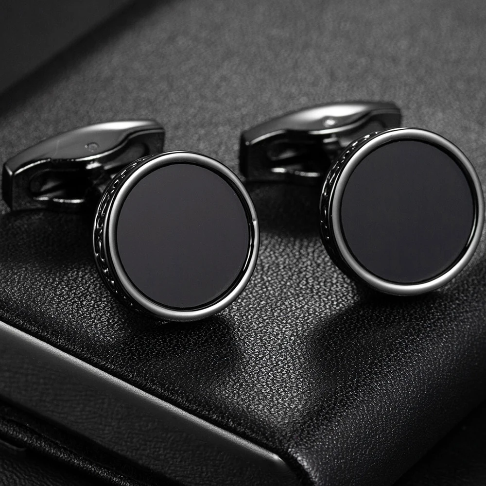 

MeMolissa High Quality New Luxurious Black Round Cufflinks Men's French Shirt Cufflinks Cuff Buttons Fashion Jewelry Gifts