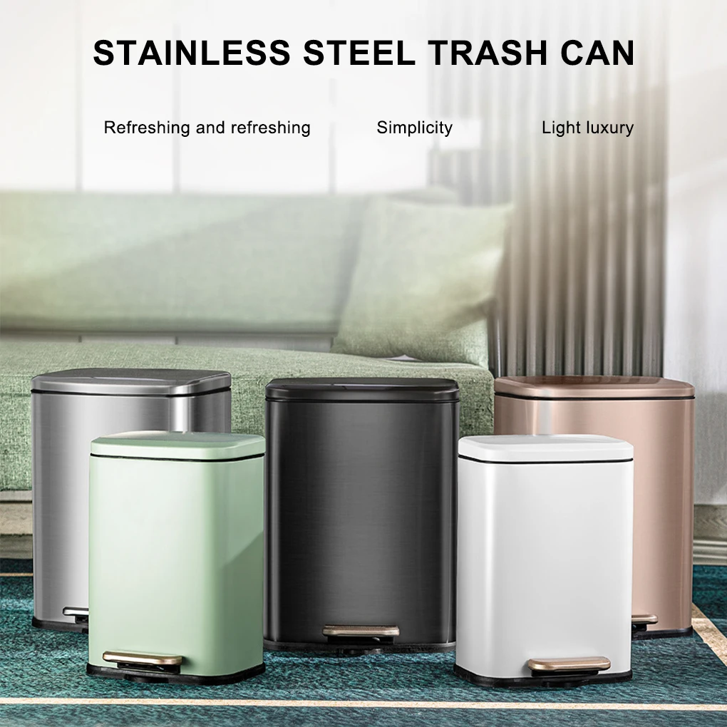 Cleverly Designed Trash Can For Kitchen And Bathroom Stylish Bin Bathroom Trash Can Clever Trash Can Kitchen Garbage silver