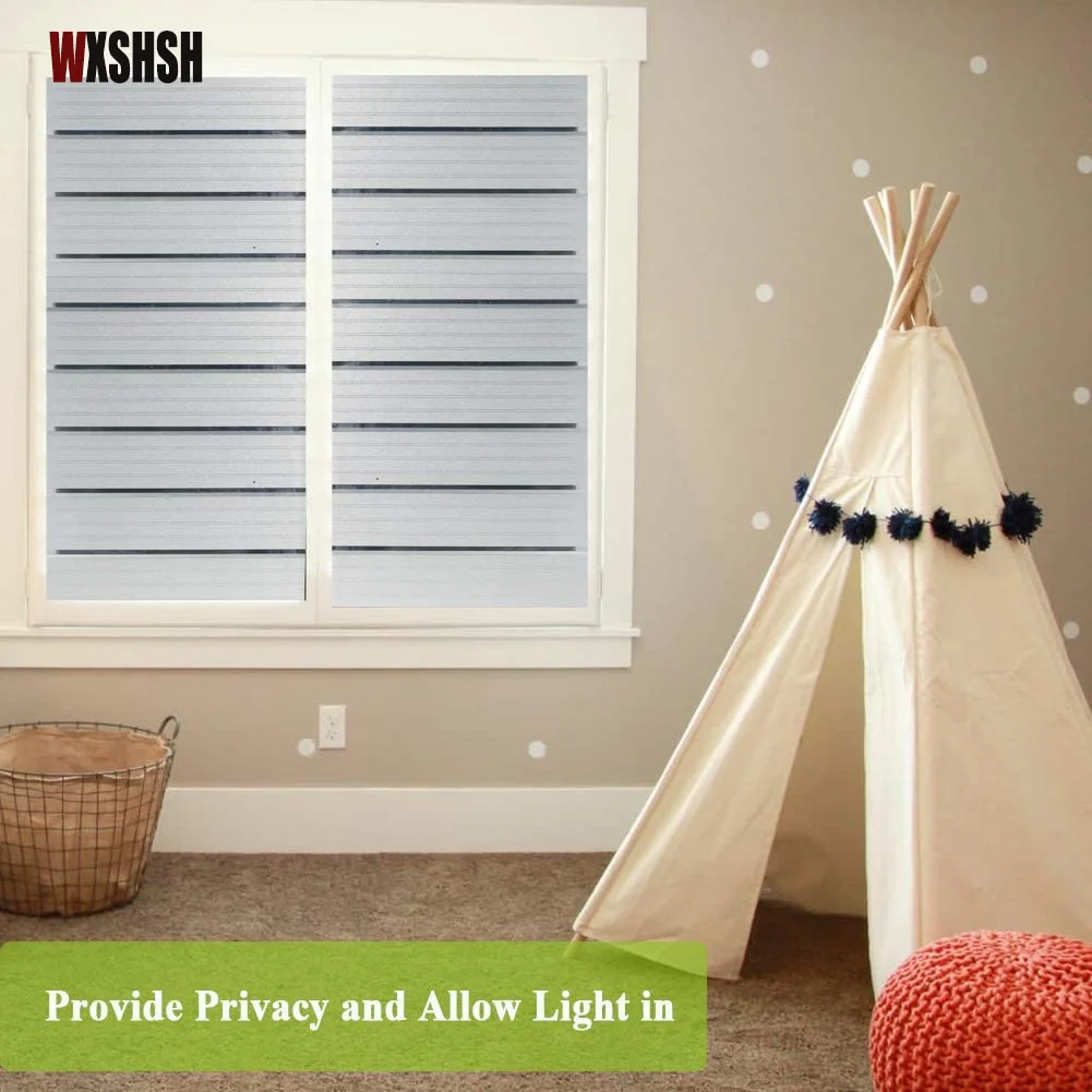 Window Sticker Static Cling No Toxic PVC Stripe Pattern Privacy Protection UV-Proof Reusable Explosion-Proof Frosted Glass Foil