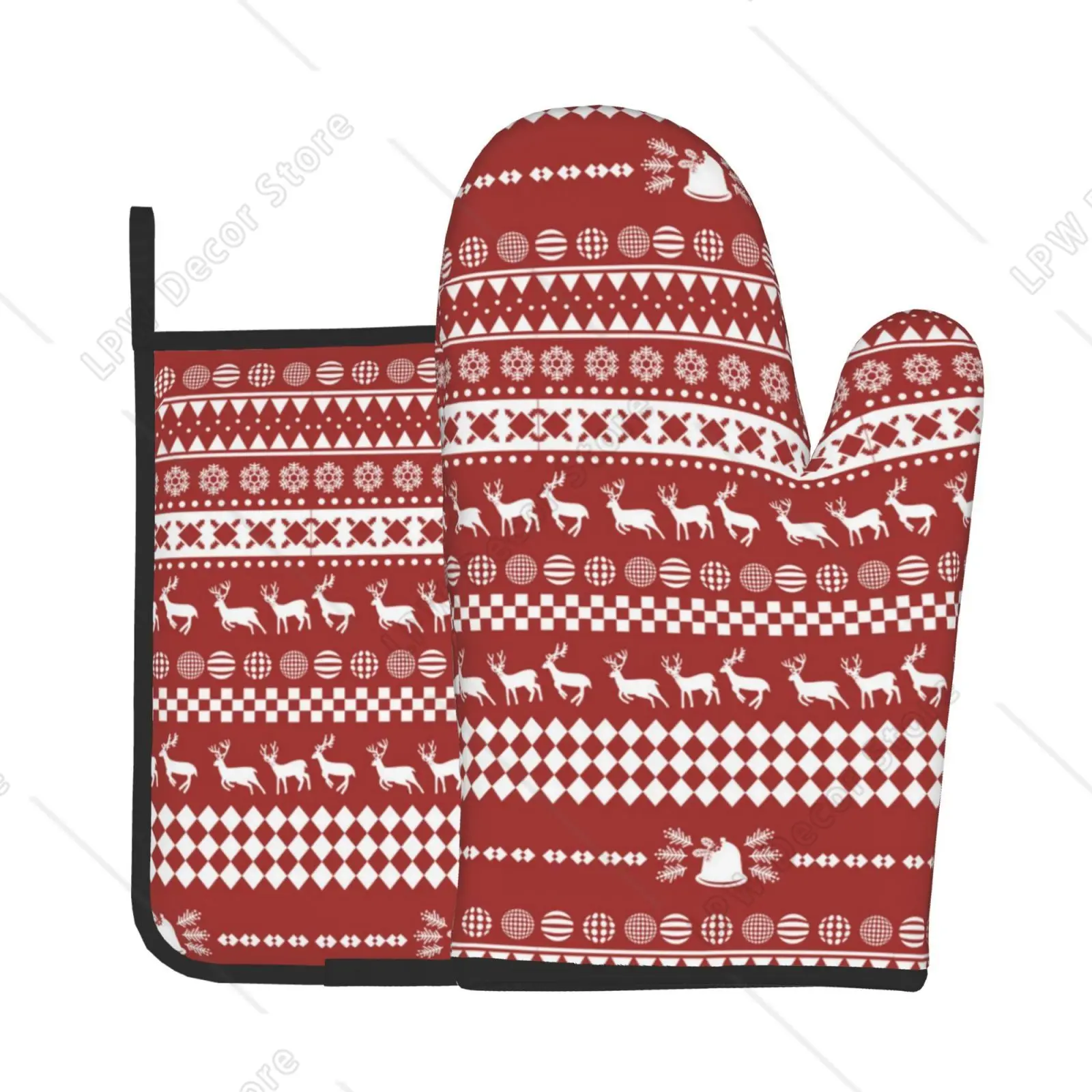 2pcs/set Christmas Gloves Oven Mitts Merry Christmas Decorations Xmas Home Kitchen Ornaments Gifts