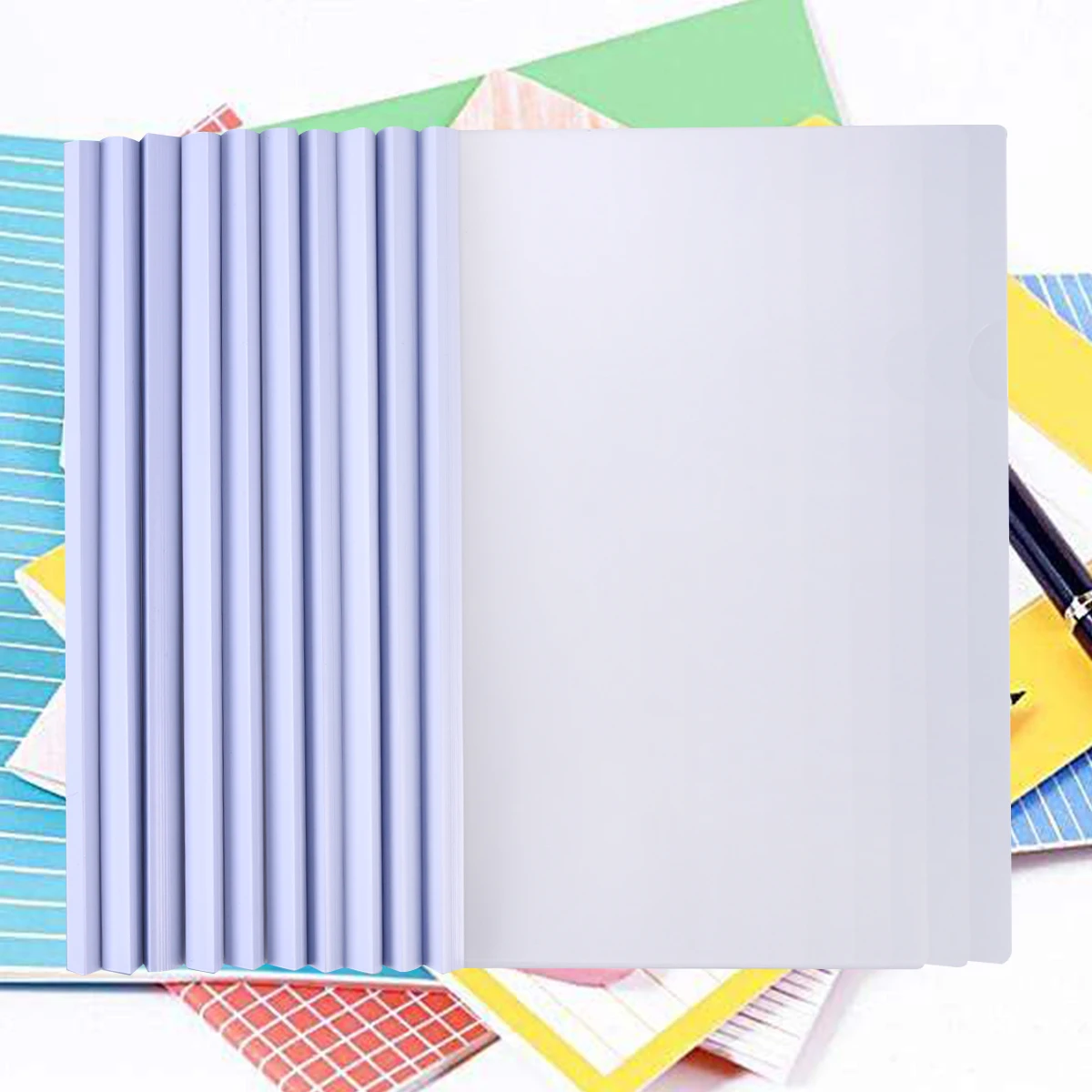 

10Pcs A4 Size File Folder Transparent Slide Clamp Documents Organizer Non Slip Locking Bar High Capacity White