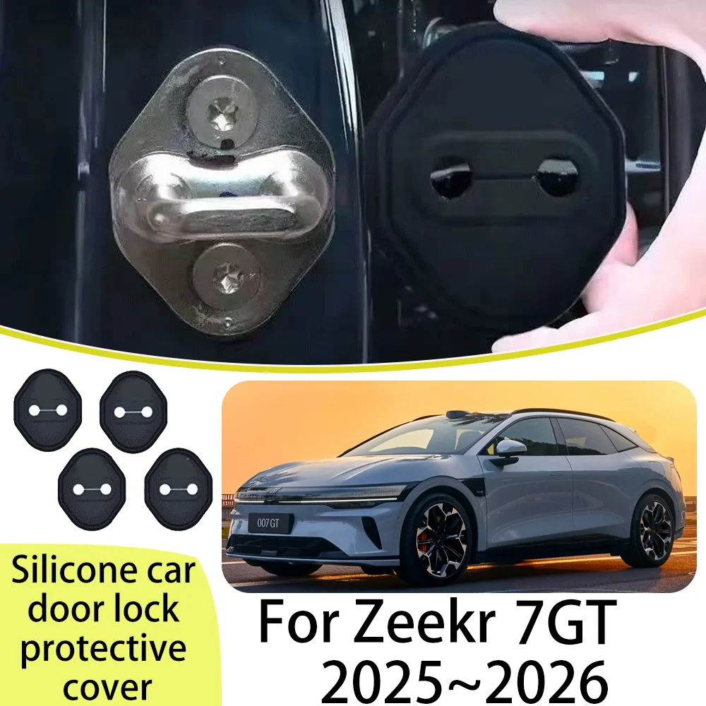 

For Zeekr 7GT 2025~2026 Car Door Silicone Lock Protection Case Waterproof Rustproof Buffer Shock Absorption Interior Accessories