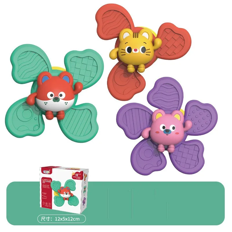 Spinner Toy Baby Rattles Toys Suction Cup Bath Fingertip Fun Spinning Cartoon Animal Rotating Sucker Game Educational Toys For K