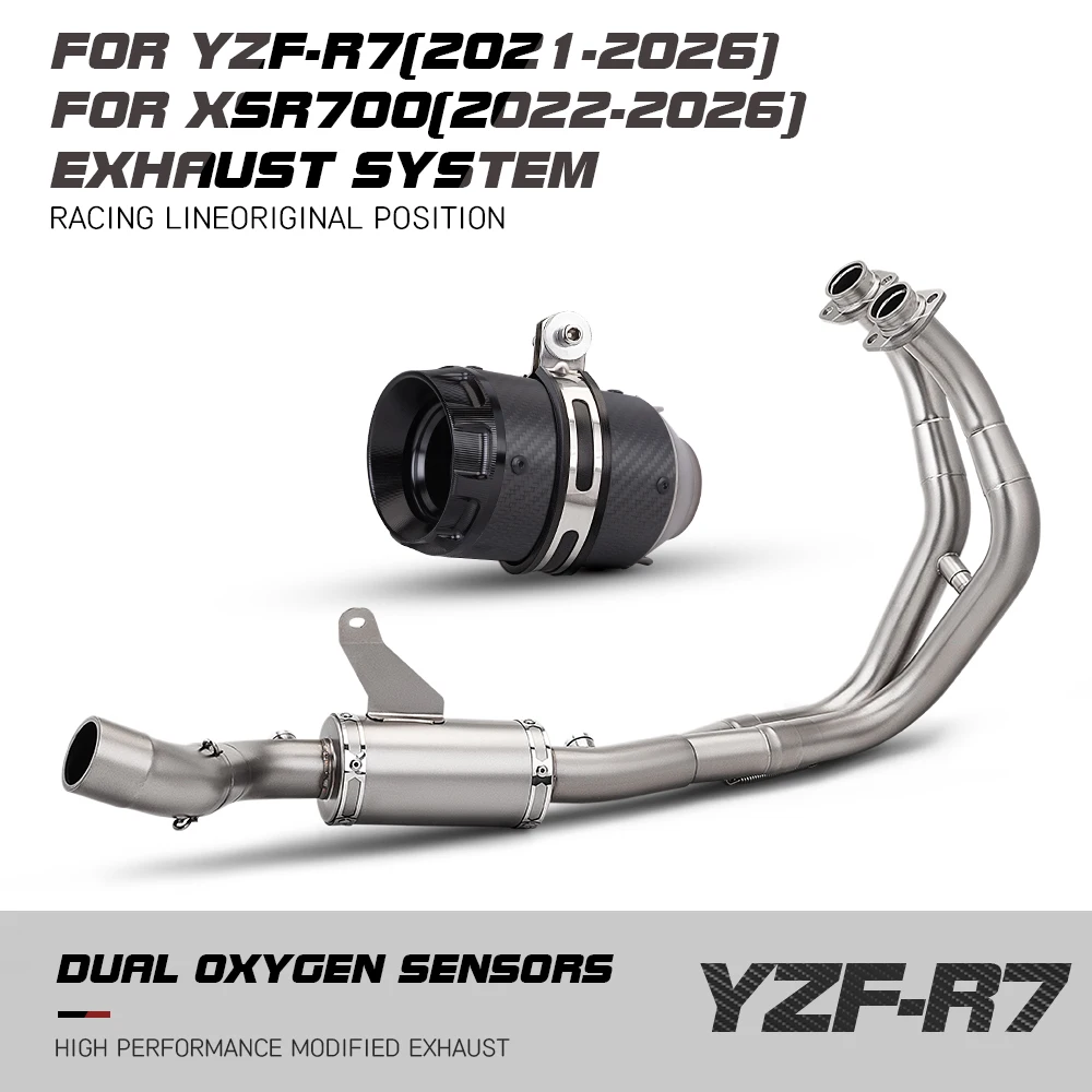 FOR YZF-R7 XSR700 R7-51mm 2021-2026 motorcycle stainless steel dual oxygen sensor front exhaust complete set