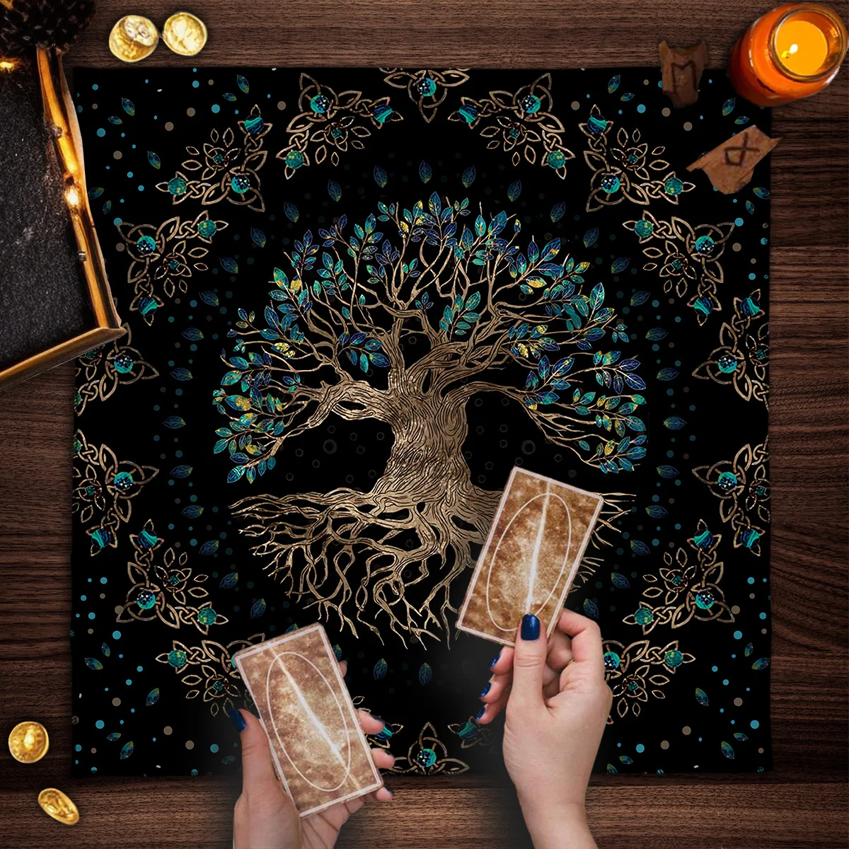 Tarots Tablecloth Tree Of Life Altar Cloth For Spread Tarot Reading Cloth Board Game Card Pad Home Decor