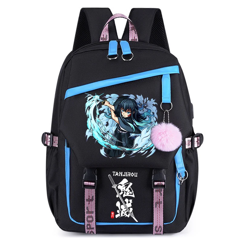 Demon Slayer Schoolbag Anime Characters Nezuko Zenitsu Giyu Tomioka Backpack  Muichiro Tokito Laptop Backpack Student Book Bag view 4