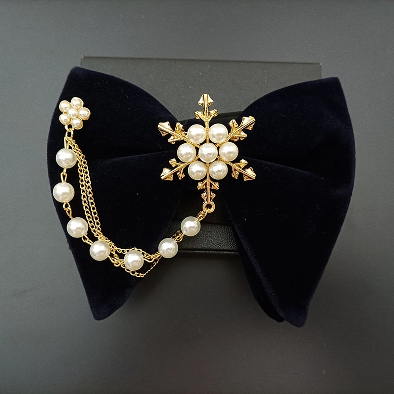 Vintage Herren Fliege Perlenkette Samtkragen Blume Britisch Koreanisch Hochzeit Business Bankett Host Kleid Zubehör Fliege – Detail 9