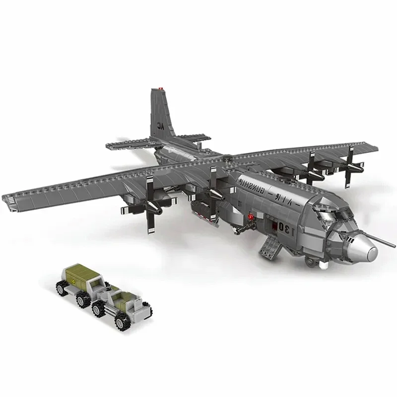 Building Blocks Military MOC WW2 AC-130 Gunboat Aircraft Bricks Models Army Weapon Airplane Kids Toys Gifts for Boys