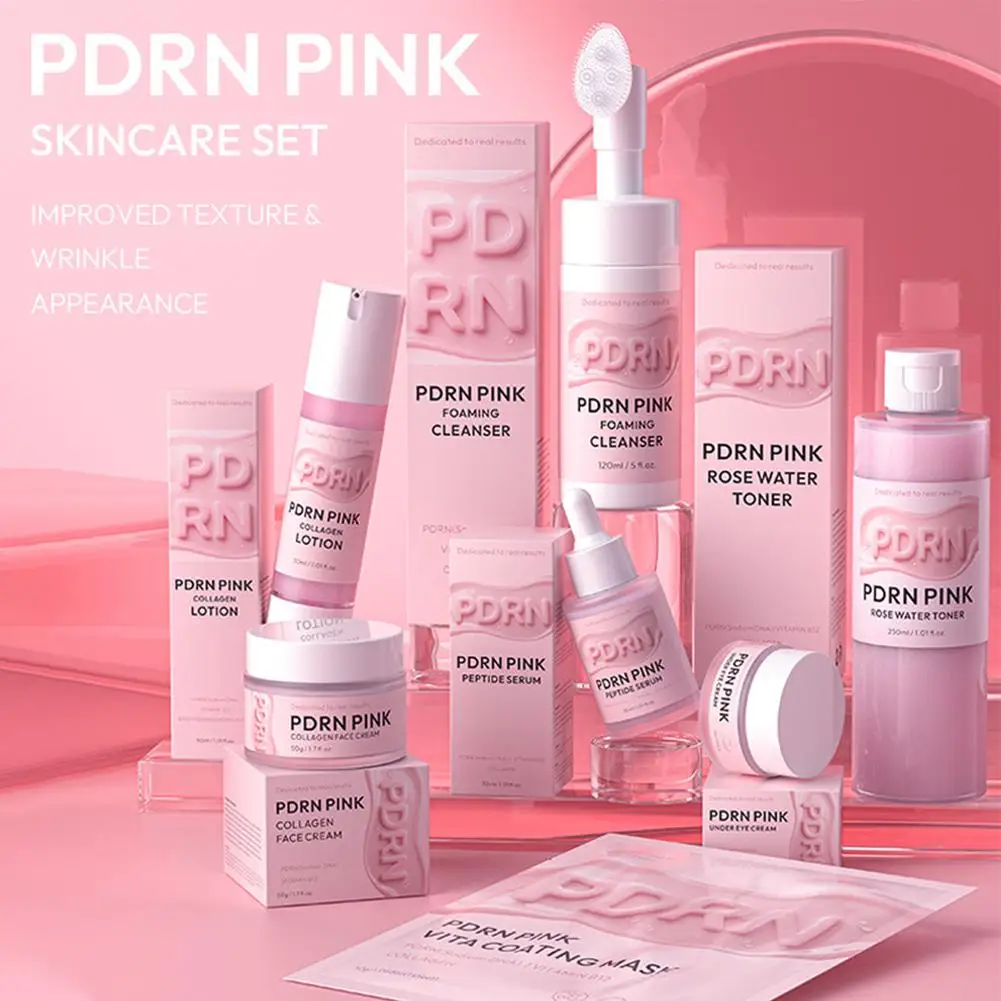 Kit de Cuidados Faciais PDRN Pink Skincare com Colágeno de DNA de Salmão e Vitamina B12, Hidratante, Firmador e Iluminador para uma Pele Radiante