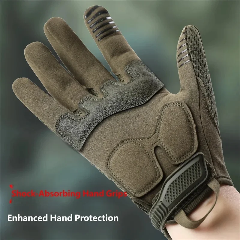 CHRLCK Men Non-Slip Cycling Tactics Gloves Wear-resistant Full Finger Hiking Gloves Anti-Scratch Touchscreen Motorcycle Gloves