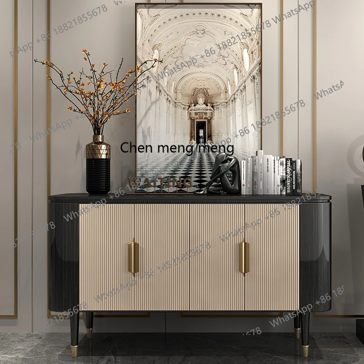 

Simple modern living room entrance cabinet, light luxury solid wood storage, decorative cabinet foyer style
