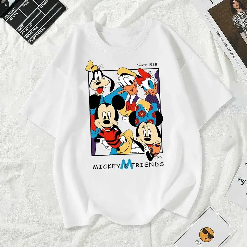 

Cute Cartoon Animation Minny Mickey Disney Summer T-shirt Leisure Sports Boys Girls Parent-child Clothing Men and Women