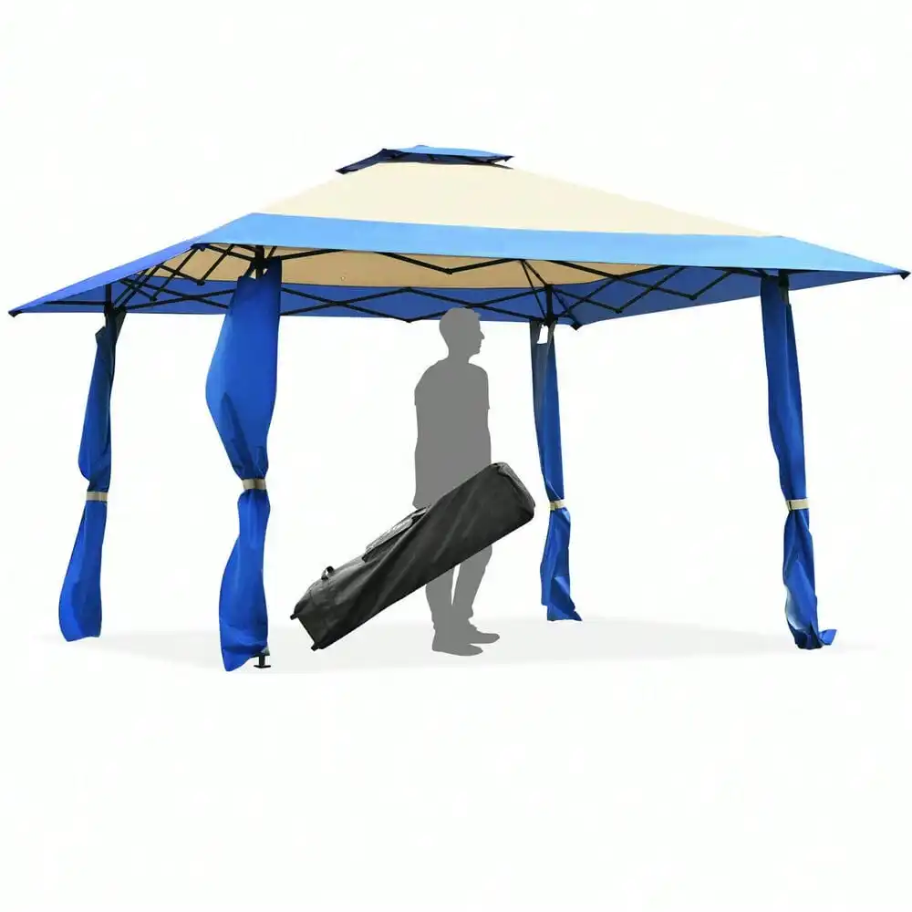

13' x 13' Folding Patio Pop-up Gazebo Canopy Tent Outdoor Shelter Shade Blue