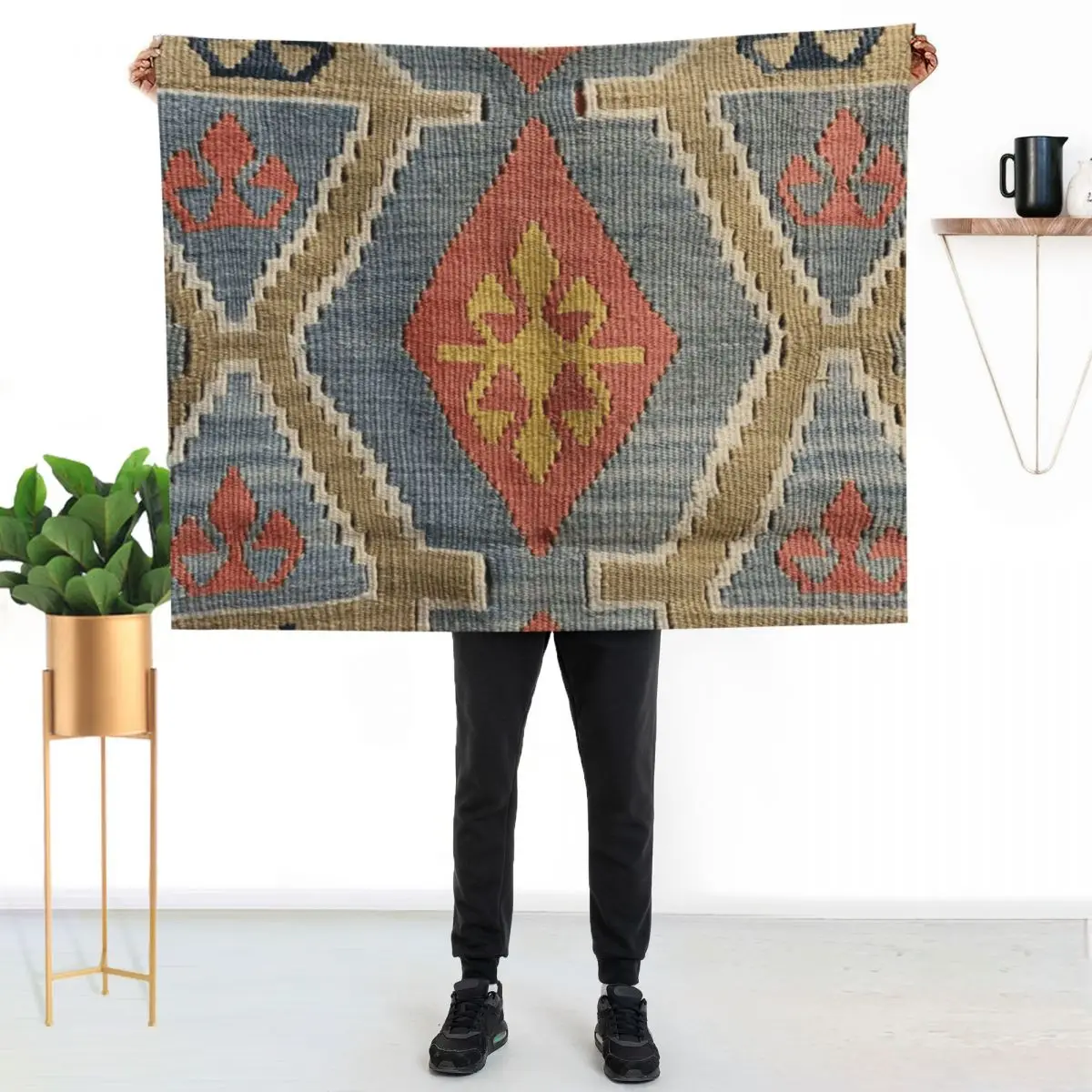 Decorative Kilim, Navaho Weave, Woven Textile Throw Blanket Decoratives Thermal Beach Quilt Blankets