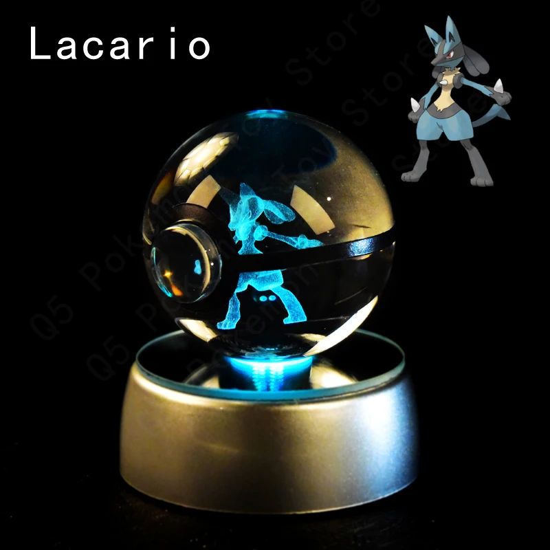 Pokemon Kristallkugel 3D Pikachu Mewtwo Mew Gengar Nachtlicht Lampensockel Pokeball Kristall Pokemon Glaskugel Figur Geburtstagsgeschenk