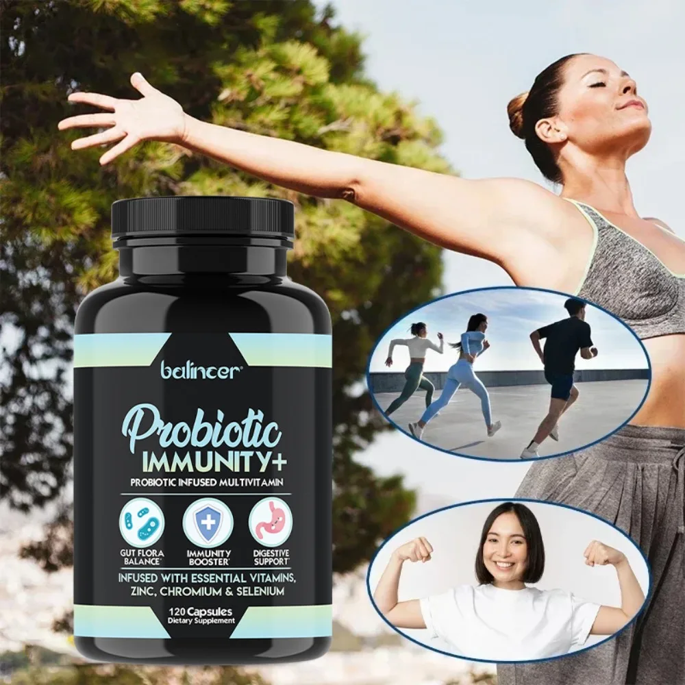 Probiotic Immunity Multivitamin - Probiotics with Vitamins, Zinc & Selenium, Gut Flora Balance & Immune Support, 120 Capsules