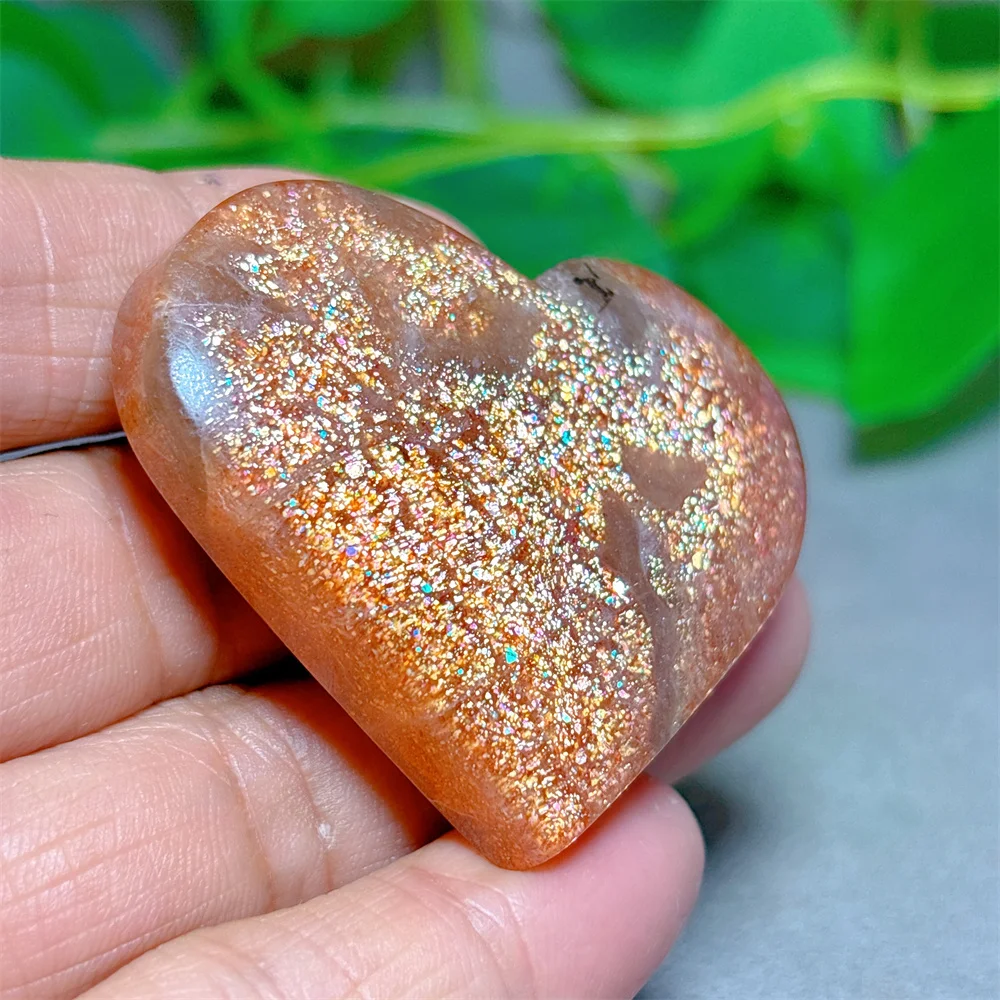 Gold Sunstone Heart Crystal Natural Quartz Stone Home Decoration Minerals Reiki Craft Gifts Energy Healing Spiritual Meditation