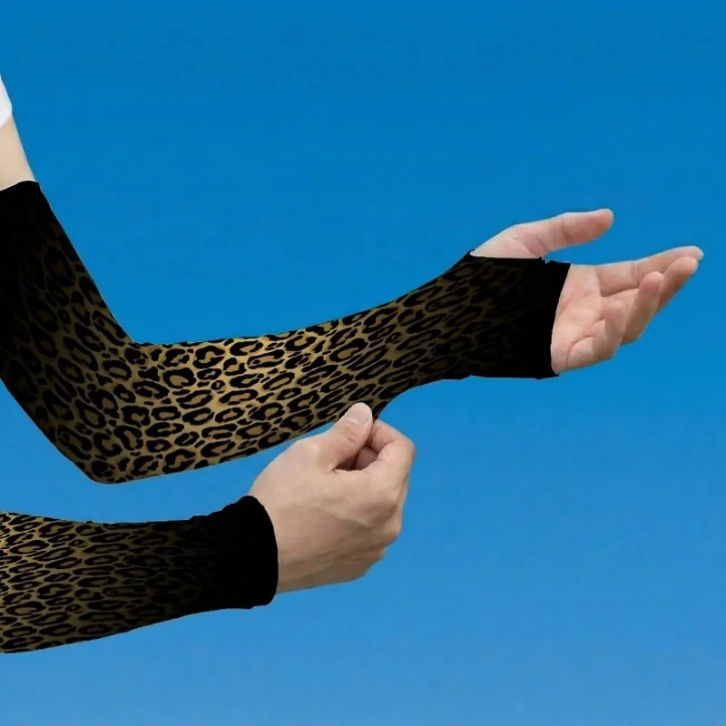 Unisex Ice Sleeve Arm Covers Leopard Print Classic Wild Style Design Suitable for Running Fishing Riding Sports Arm Sleeves