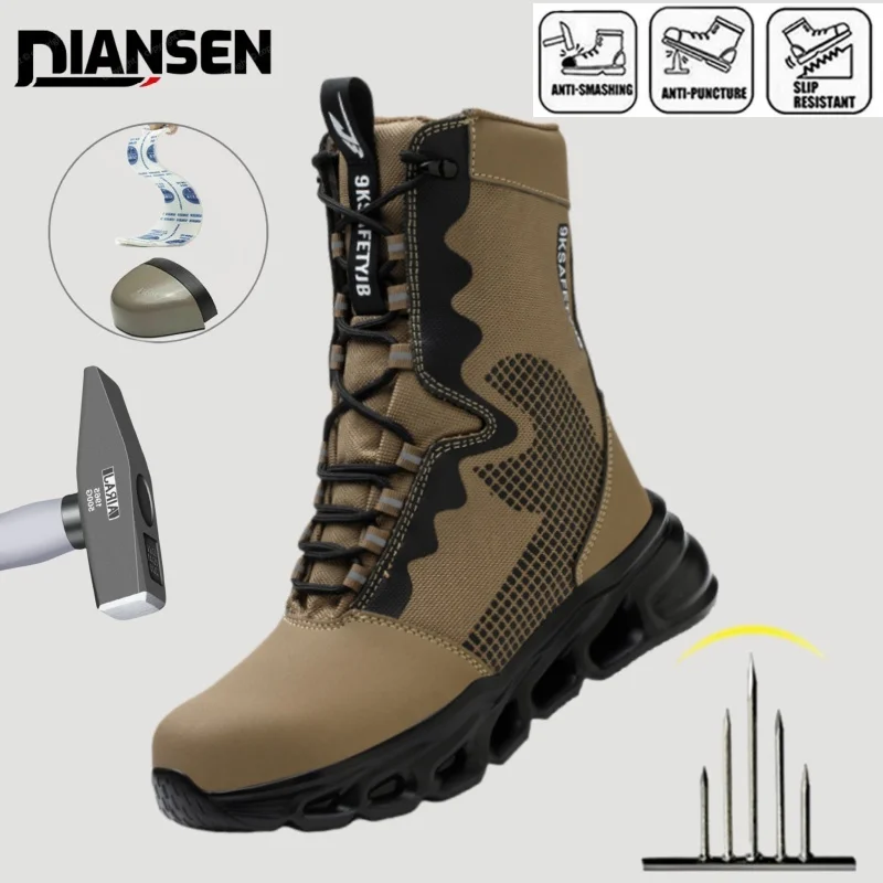 

Breathable Protection Safety Shoes Men Steel Toe Cap Anti smash Work Shoes Anti-puncture Indestructible Man Safety Long Boots