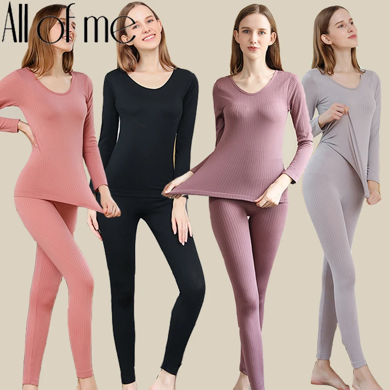 Warme thermische Unterwäsche sexy Damen intimates lange Johns Frauen geformte Sets weibliche mittlere Kragen thermisch formende Kleidung