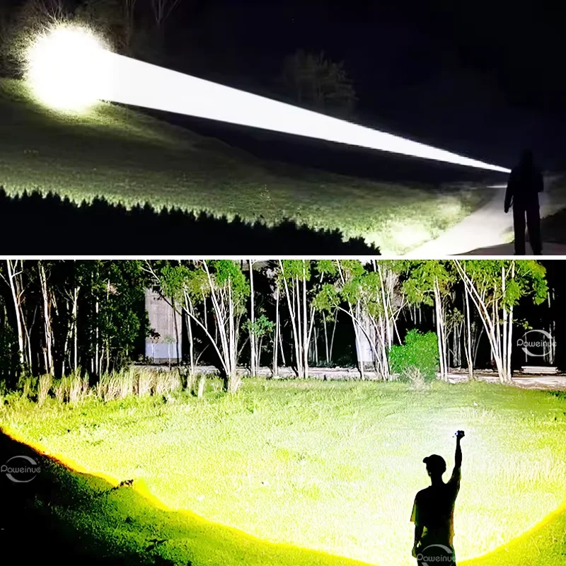 9000000LM 1200W Most Powerful LED Flashlights 10000mAh Torch High Power Rechargeable Flashlight Long Range Camping Lantern 26650