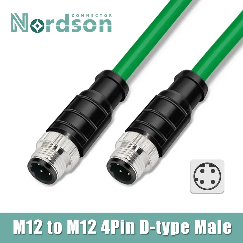 4Pin D-type M12 to M12 Male Head Coding Cable Highly Flexible Communication Wire Profinet Industrial Grade Ethernet Cord IP67