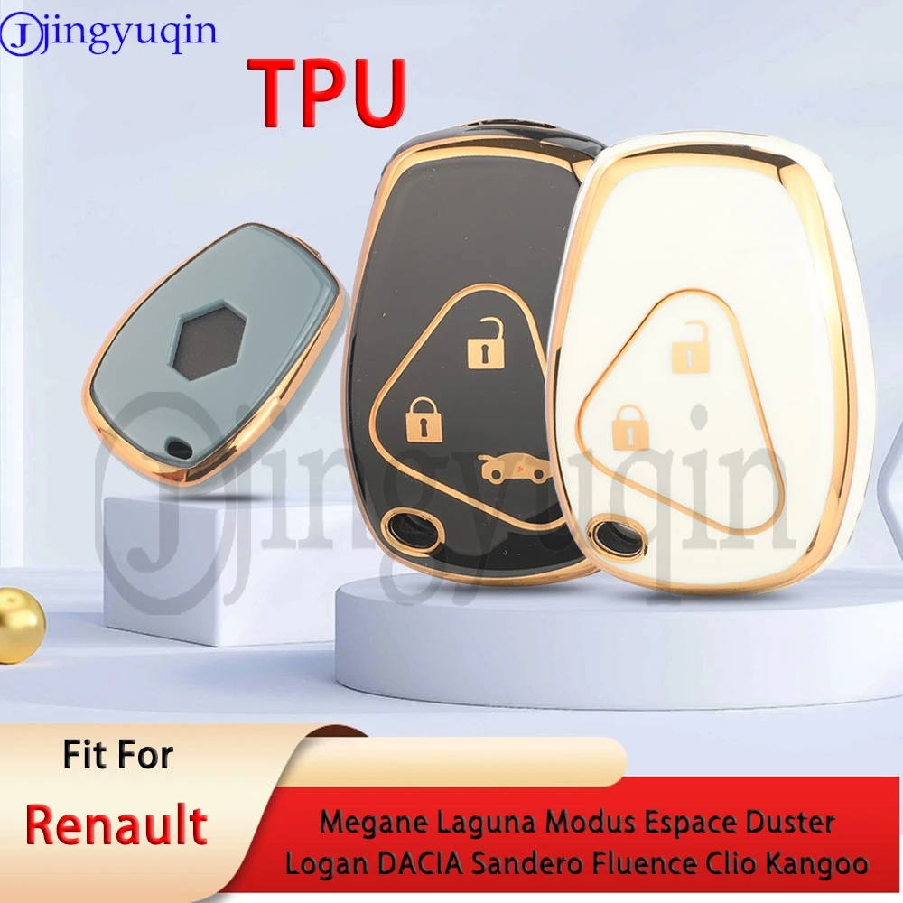 Jingyuqin TPU Remote Key Shell Case Fob For Renault Megane Laguna Modus Espace Duster Logan DACIA Sandero Fluence Clio Kangoo