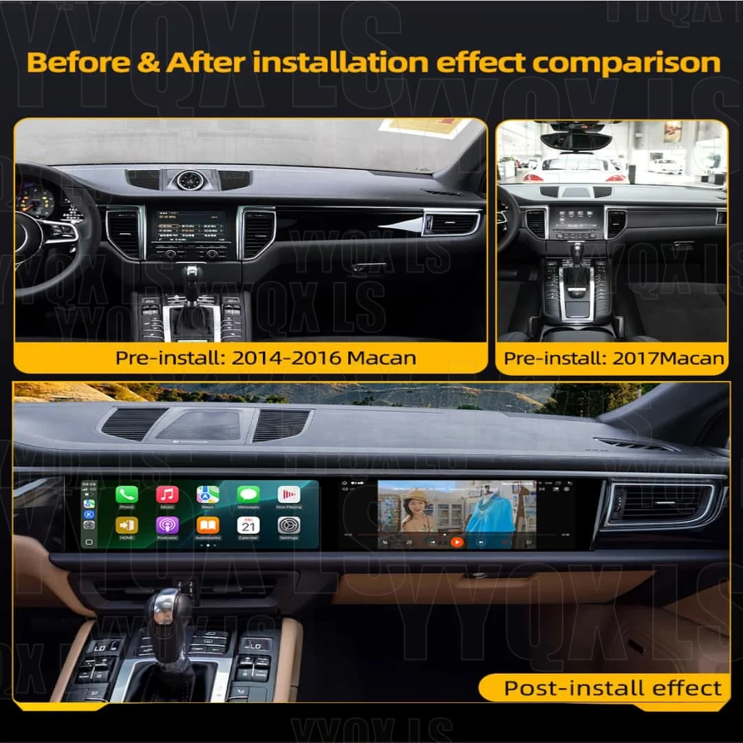 24Inch Dual Screen Car Radio Android Auto Carplay For Porsche Macan 2014-2017 GPS Multimedia Player Stereo Navigation Wifi 4G
