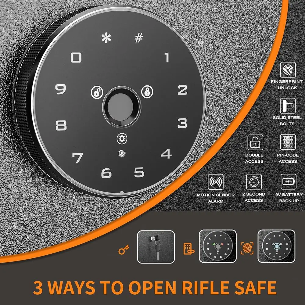 Fingerprint Access Large Gun Safe for Rifles and Pistols with Electronic Lock and Storage Racks