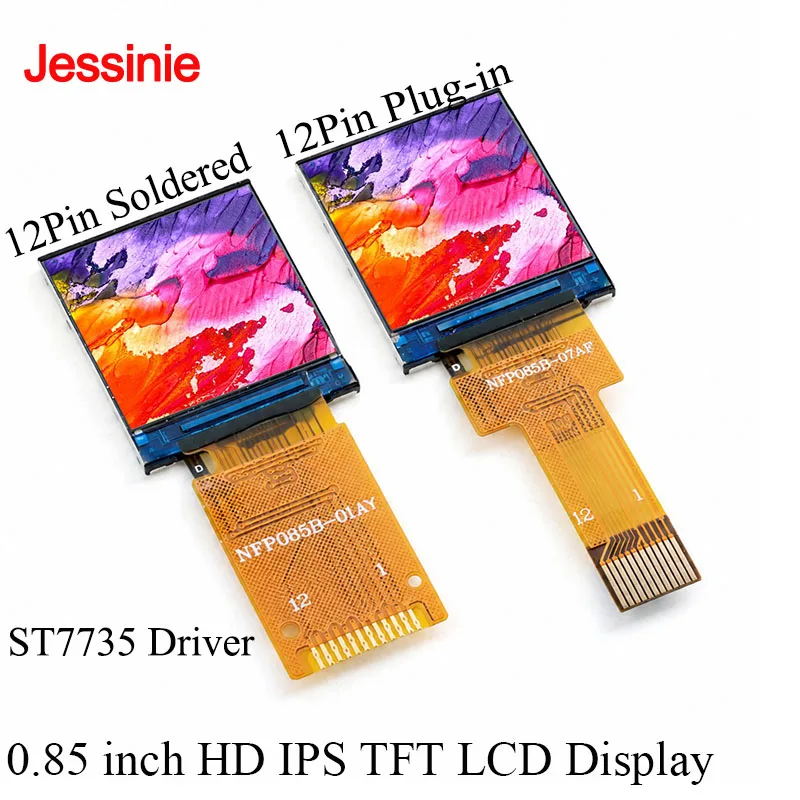 0.85 inch HD IPS TFT LCD Display 0.85'' ST7735 Driver SPI Serial Interface 128x128 Full Color Bare Screen 12Pin Soldered/Plug-in
