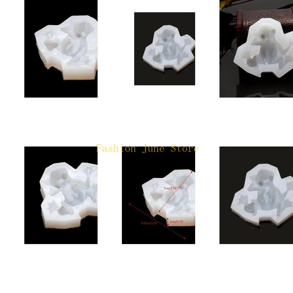 

N5KA Shiny for Frog Shaped Animal Pendant Luggage Tag Keychain Silicone Mold for DIY