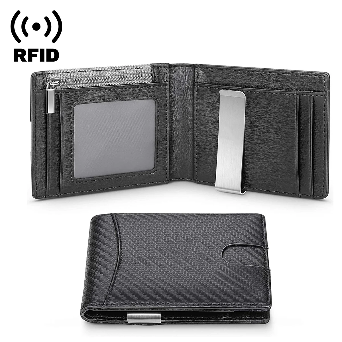 Etui na karty kredytowe z włókna węglowego Rfid Mały inteligentny portfel Karty kredytowe dla mężczyzny Metalowe etui na karty Kobiety Minimalistyczny portfel Portfel