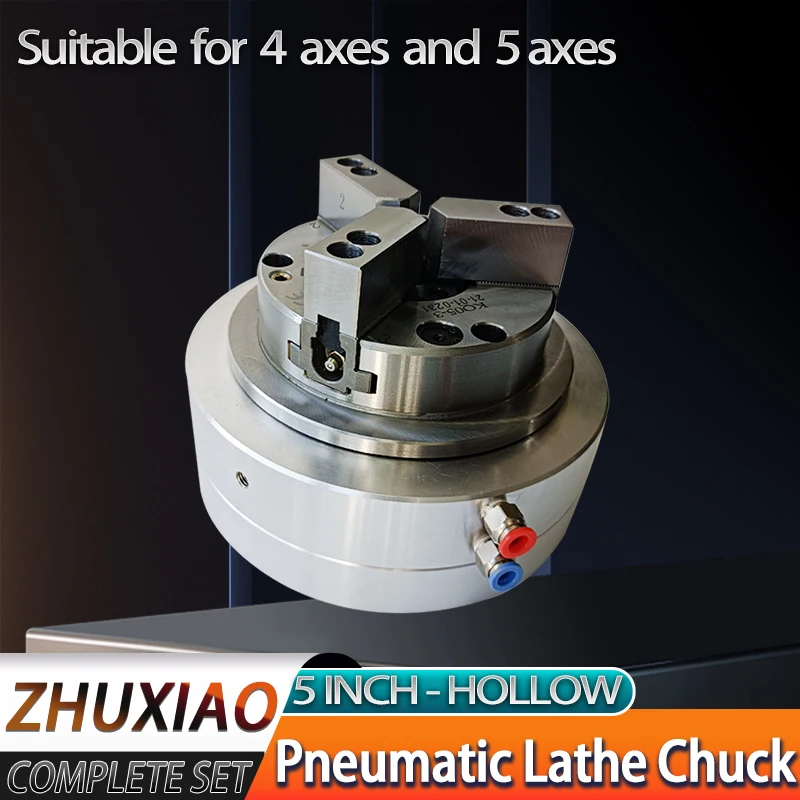 

Pneumatic Lathe chuck 3 Jaw Hollow Air rotary chuck 5 inch for CNC lathes CNC Pneumatic Fixture Tools