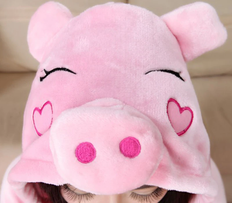 New Pig Onesies Unisex Kigurumi Animal Women\'s Pajamas Adults Winter Warm Sleepwear Anime Costumes Pink Cute Cartoon Jumpsuits