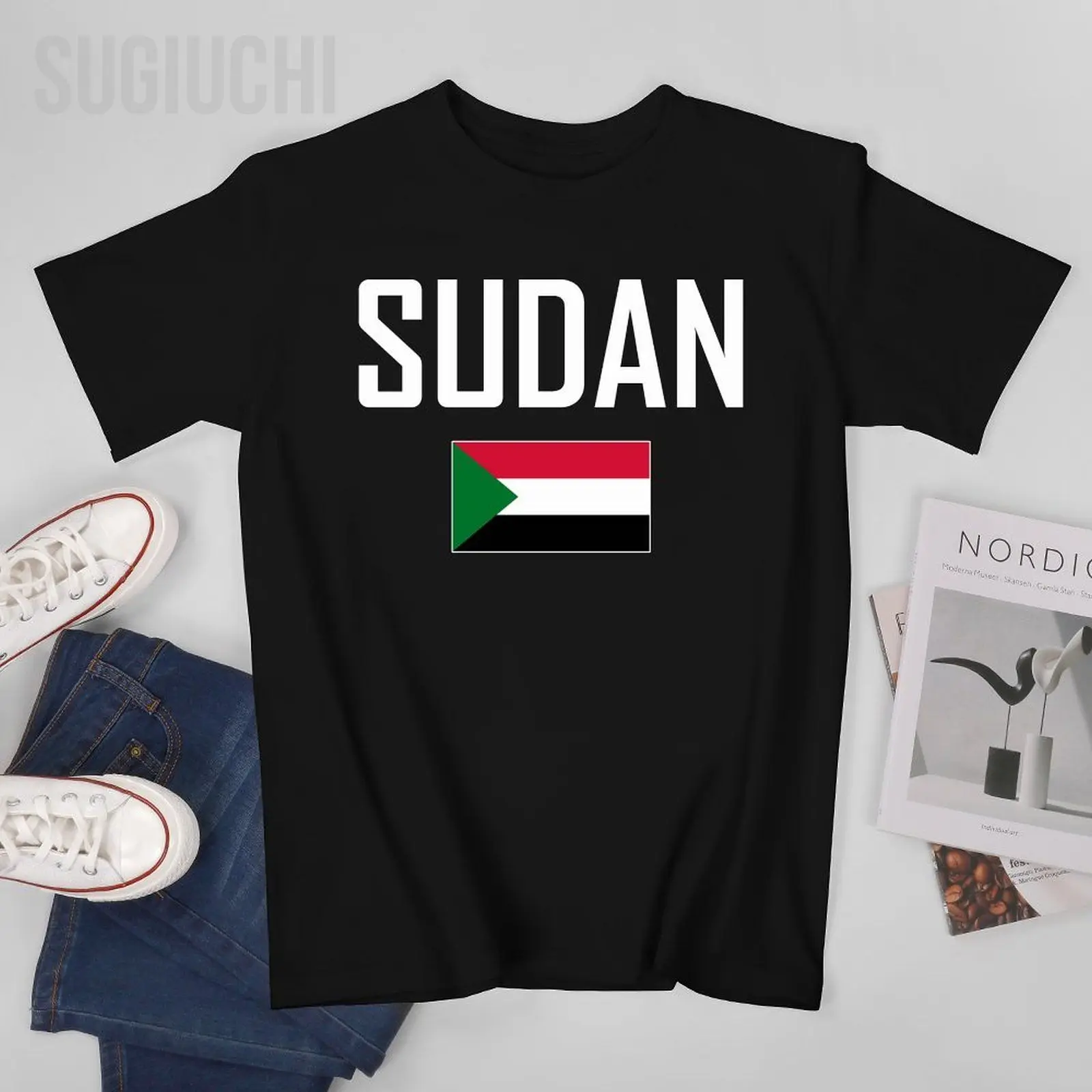 Unisex Men Tshirt Sudan Flag And Font Tees T-Shirt O-neck T Shirts Women Boys 100% Cotton Clothing More Color