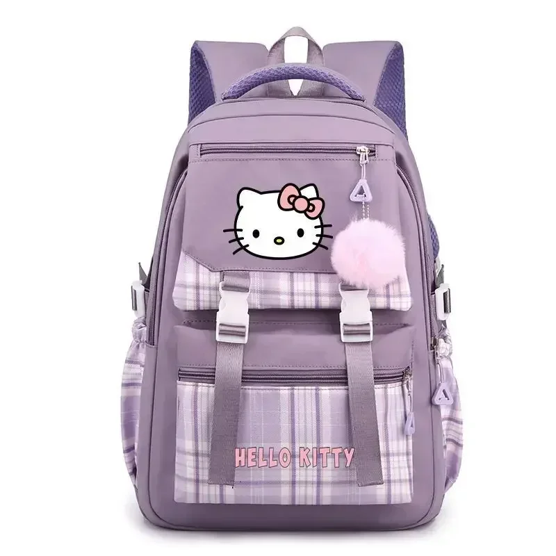  Hello Kitty Backpack for Women Girl College Student Kawaii School Bag Large Capacity with Pendant Nylon Fabric