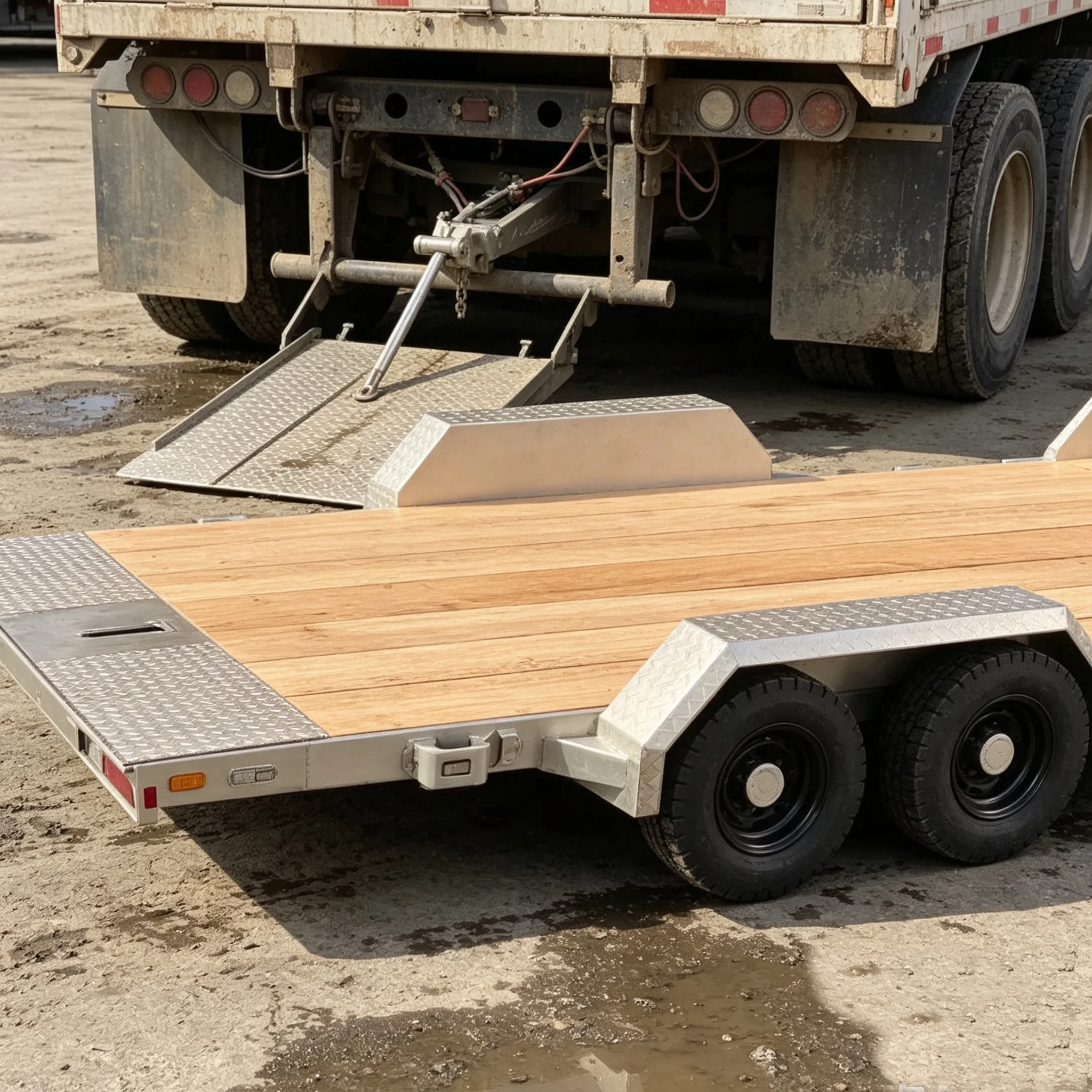 RC 1/14 Steel Flat Transporter Trailer for Tamiya Hydraulic Excavator Loader Dump Truck for MAN VOLVO Trailer Tipper DIY Parts