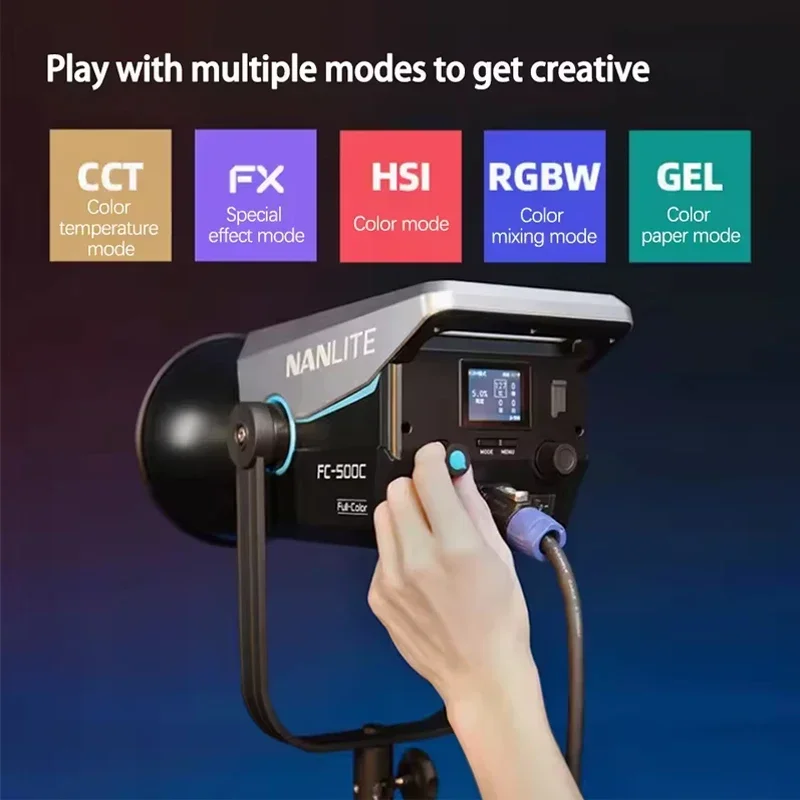 Nanlite FC-500B Bi-Color FC-500C RGB COB Video Spotlight 2700K-7500K LED Photography Light for Outdoor Shooting Live Streaming