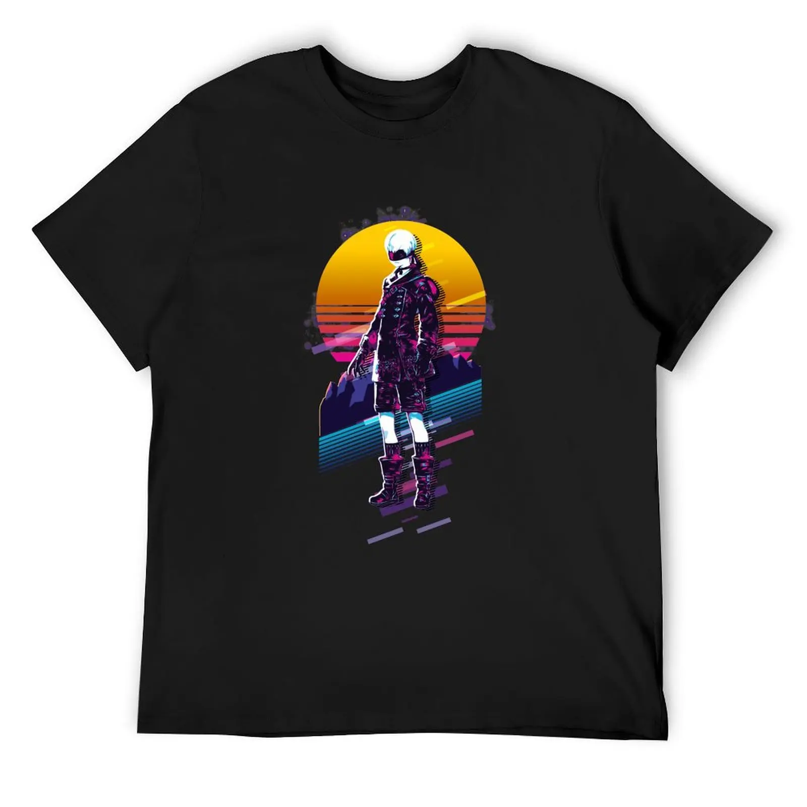 

NieR Automata - 9s *80s retro* T-Shirt street wear customs oversized t shirt fruit of the loom mens t shirts