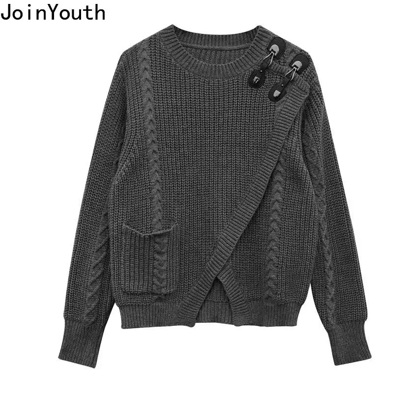 Y2K Sweater Oversize Pullovers Women Clothing Long Sleeve Irregular Jumper Sueter Mujer Fashion Split Knit Korean Sweaters Tops