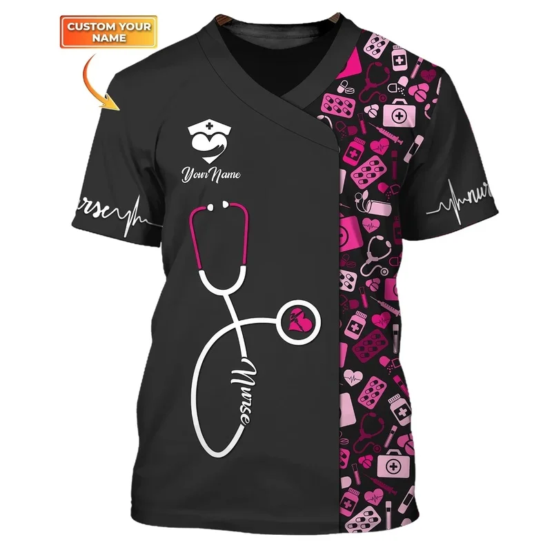 1 Piece Custom Your Picture Summer Mens T Shirt Nursing Tools Pesonalized 3D Printed Unisex Tshirt Nurse Tshirts Medical Scrubs