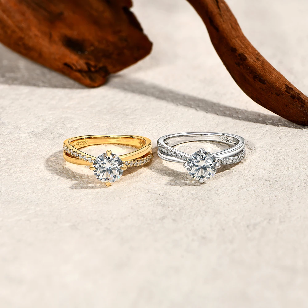 

MINTYBOX 1.5ct Moissanite Ring S925 Sterling Silver 7.0mm Lab Grown Diamond Engagement Rings For Women Wedding Fine Jewelry Gift