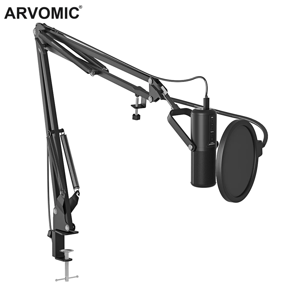 

USB Gaming Microphone Kit for PC,PS4/5 Condenser Cardioid Mic Set with Mute Button/Arm Stand,for Streaming Video-AM25