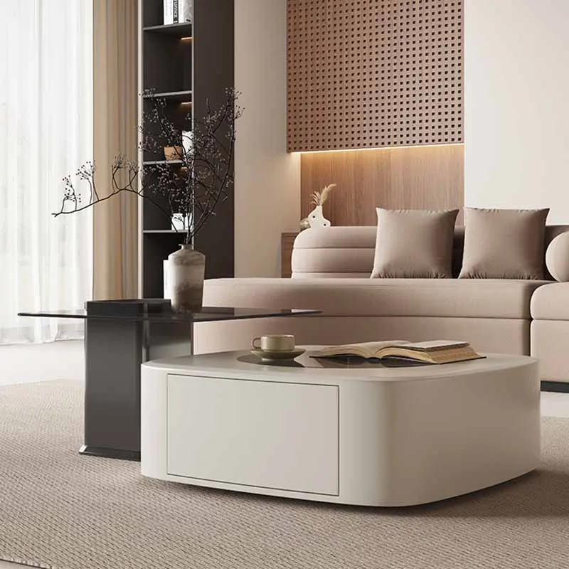 Drawers Storage Coffee Tables Simple Unique Floor Glass Coffee Tables Tea Design Italian Tavolino Da Salotto Home Furniture