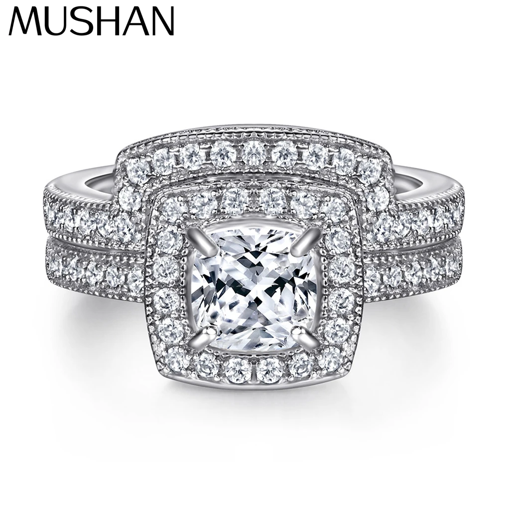 

MuShan Jewelry 925 Sterling Silver Promise Engagement Ring 7A Cubic Zirconia Women Valentine Anniversary Women Gift